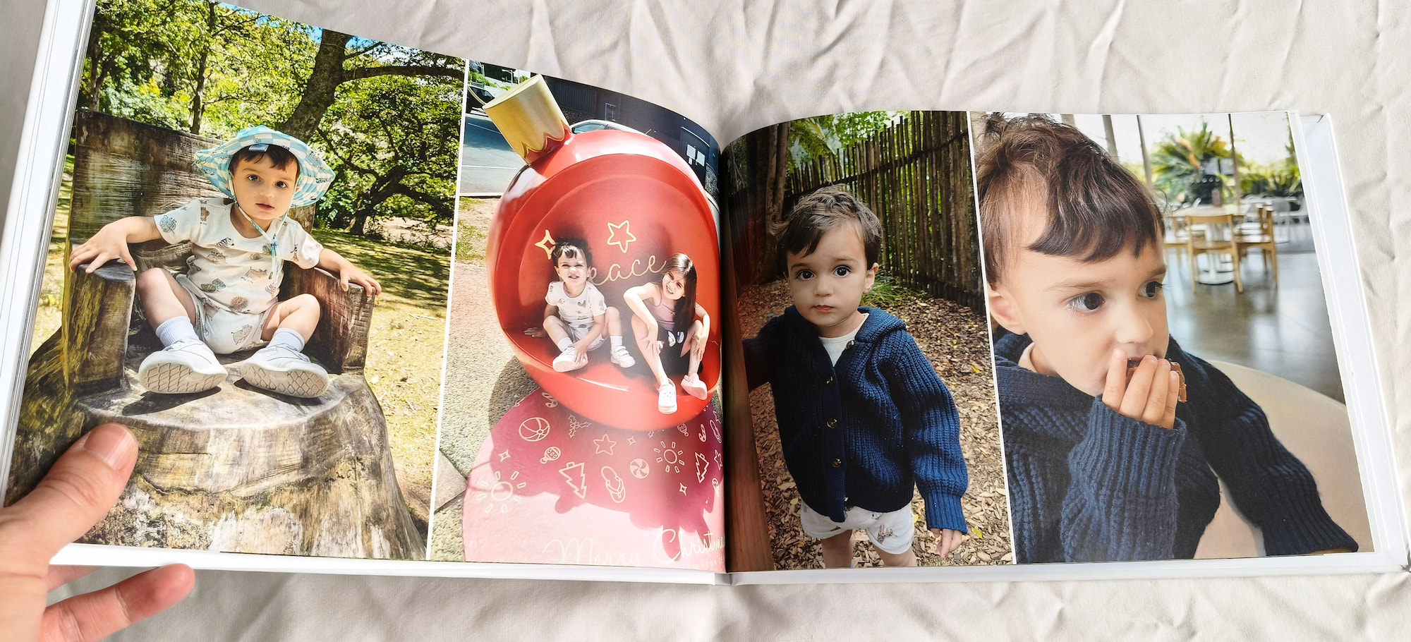 Inside spread showing children